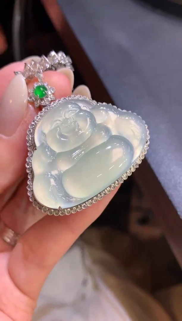 吊坠(不含链)18K金镶嵌翡翠116-佛公（不含链和扣