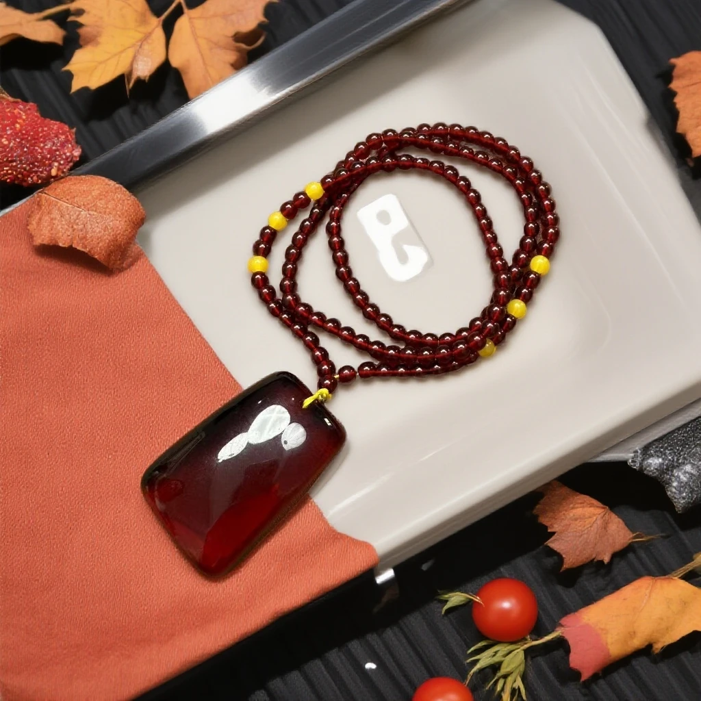 非金属树脂吊坠 酒红色吊坠民族风项链-2251