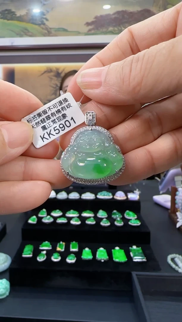 颈饰18K金镶嵌翡翠KK5901佛公