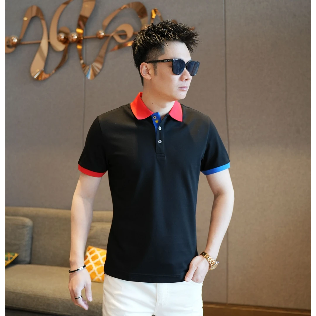 早春夏男士POLO衫短袖雅痞休闲轻奢撞色翻领高端老钱风时尚短袖