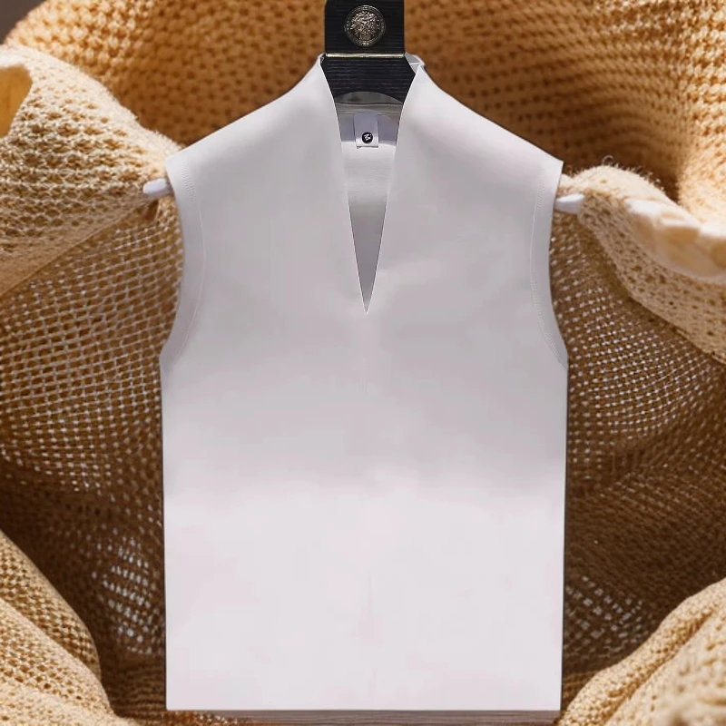 300斤超大码V领高级感无袖坎肩背心夏季男女纯色简约运动洋气上衣
