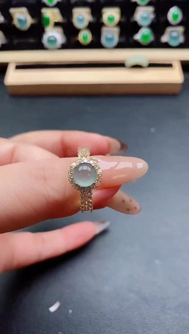 银S925镶嵌戒指翡翠1