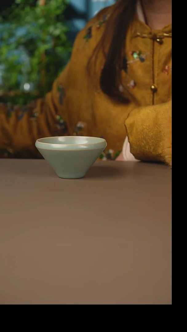 仿古天青折肩斗笠微暇