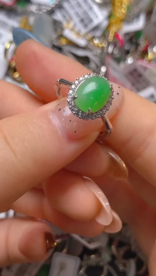 银S925镶嵌戒指翡翠百内无证书