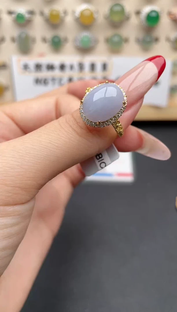 【闪购商品】翡翠戒指银S925镶嵌一物一证一礼盒