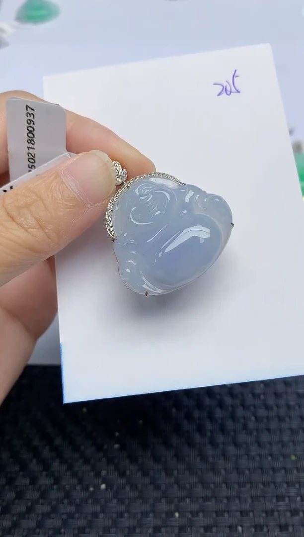 翡翠18K金镶嵌颈饰天然A货翡翠