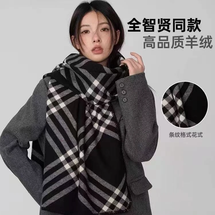 2025新款格子围巾女冬季韩版百搭情侣保暖围脖男礼物潮披肩
