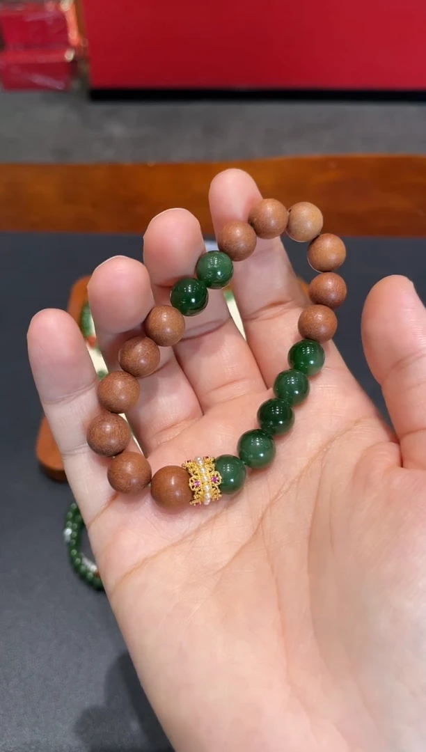 手链银S925镀金镶嵌和田玉手串