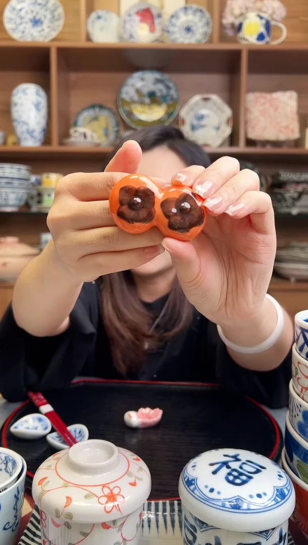 瓷片柿柿如意筷架  2只装