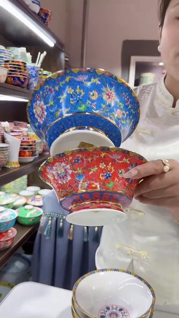 瓷片6英寸元宝碗2个景德镇陶瓷