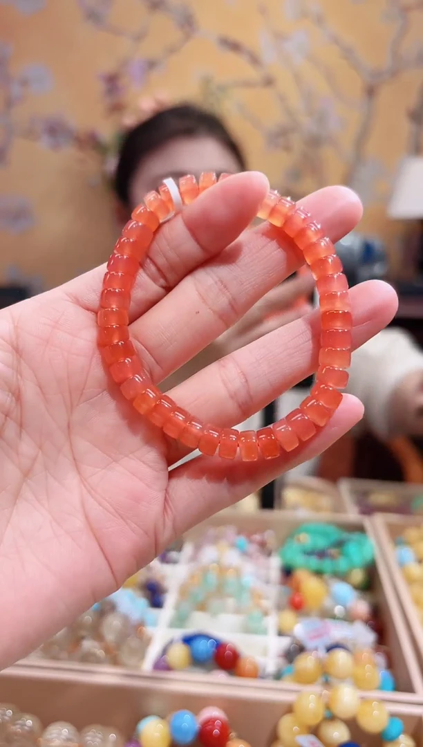 未镶嵌手串南红玛瑙保山南红，冰种樱桃红7咪+