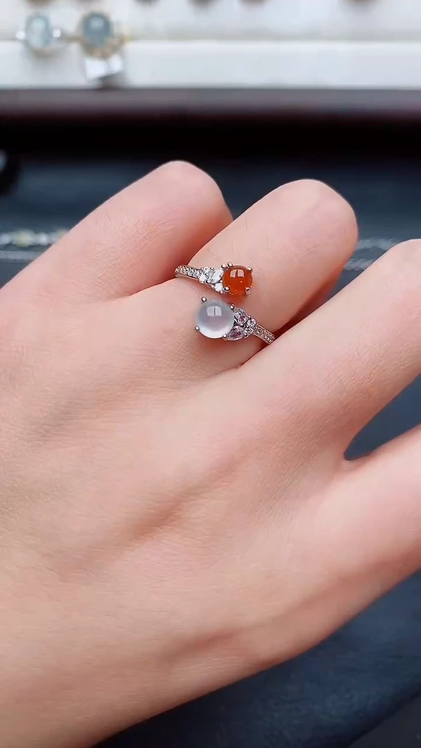 银S925镶嵌戒指翡翠...