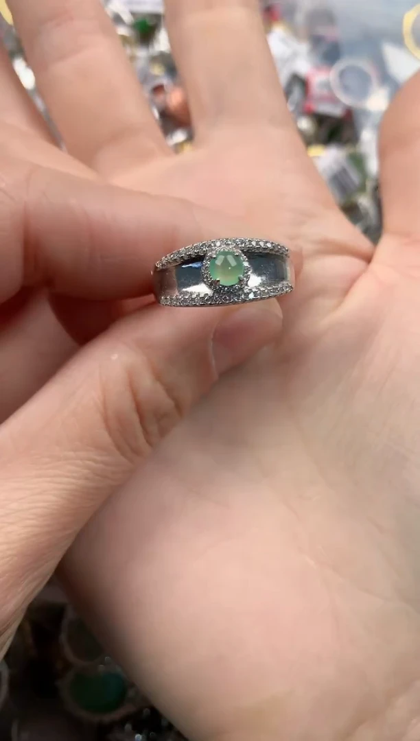 银S925镶嵌戒指翡翠111   5