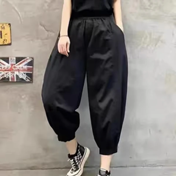 轻薄水洗棉八分裤女