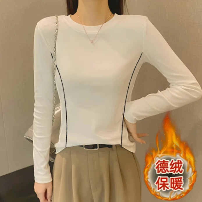 【升级款】重磅260克-秋冬加厚糯米绒 简约打底衫 不挑人款