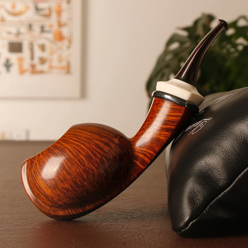 丹麦大师Lasse拉塞 双狮子河豚 手工石楠木烟斗