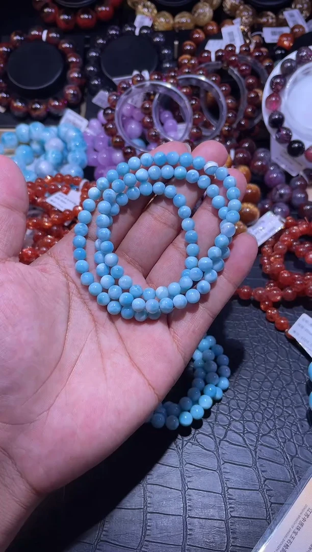 未镶嵌针钠钙石（海纹石）手链海纹石手链
