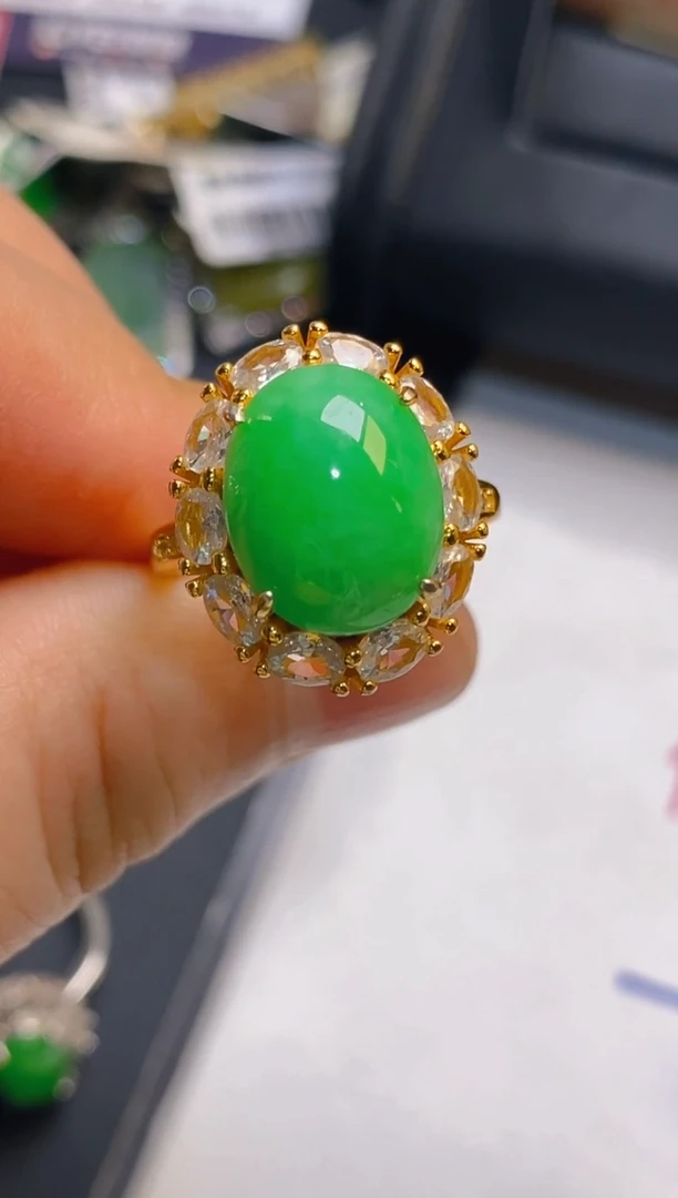 【闪购商品】翡翠耳饰银S925镶嵌天然A货翡翠1