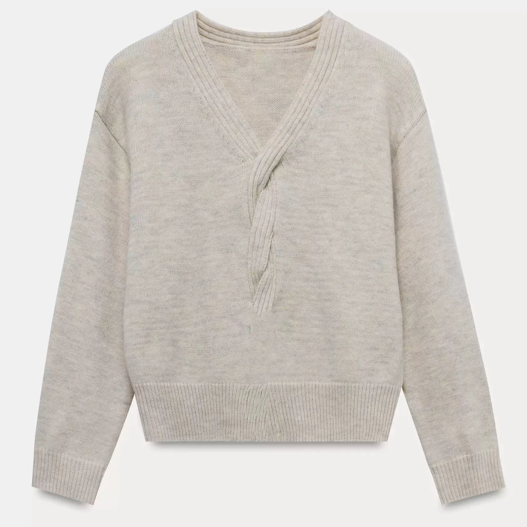 【晨浠定制】新款时尚针织条纹打揽针织上衣两色1639