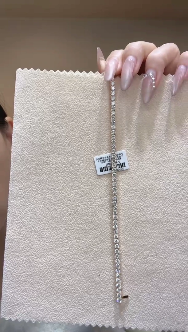 18K金镶嵌实验室培育钻石网球手链15分k黄16手围