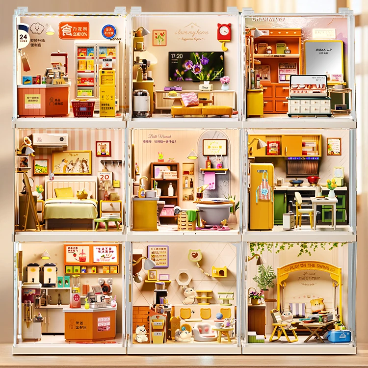 儿童diy手工微缩场景立体小屋小房子模型层迷你场景拼装女孩玩具