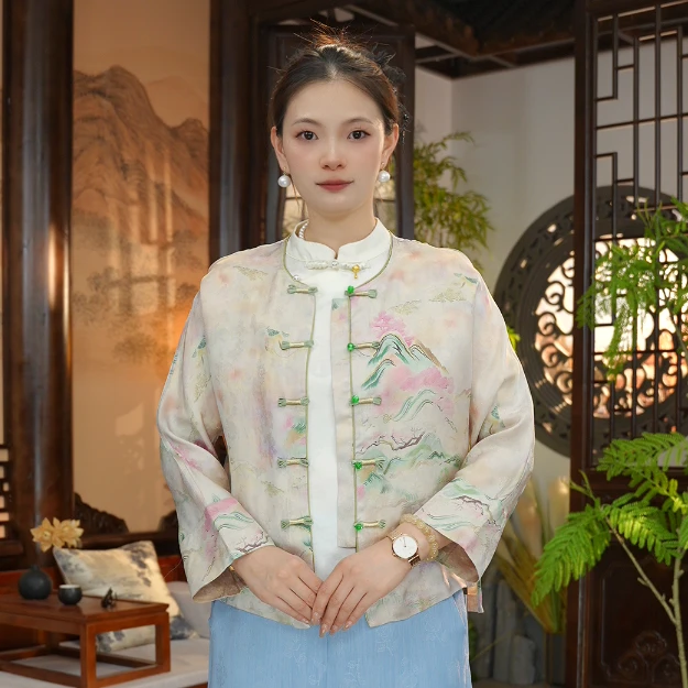 绿水青山 新款超气质白搭新中式外套0027