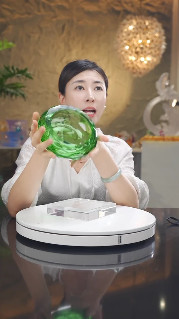 陶瓷福利祖母绿切面果碗微瑕