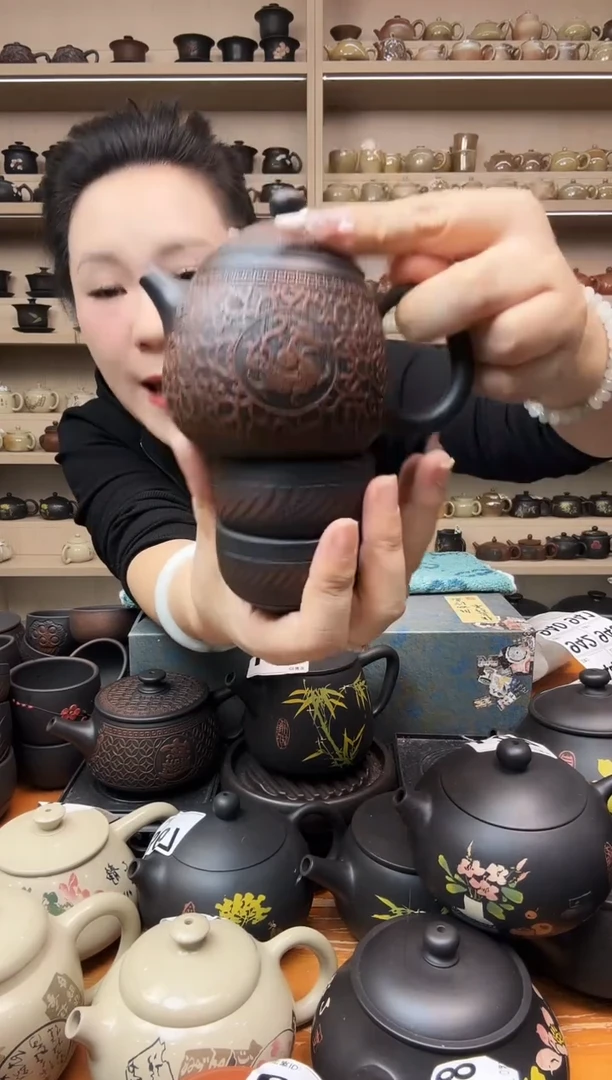 壶满雕龙纹龙蛋+2跳叨杯  613