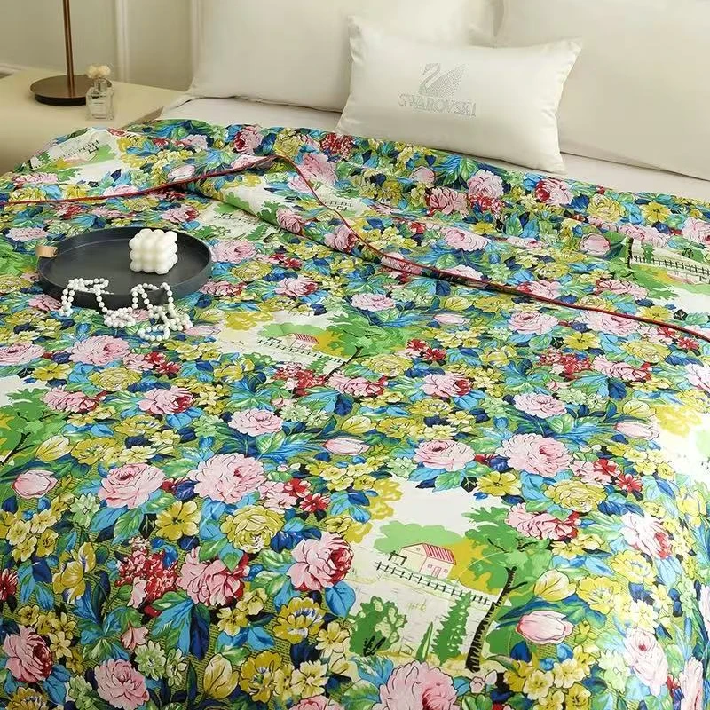莫奈花园轻奢定制款印花蚕丝被家居创意艺术日用提花被