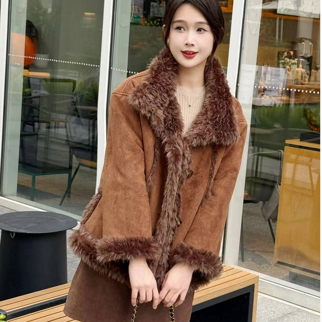 【有运费险】编号11-52秋冬新款时尚轻奢修身加厚皮毛一体外套