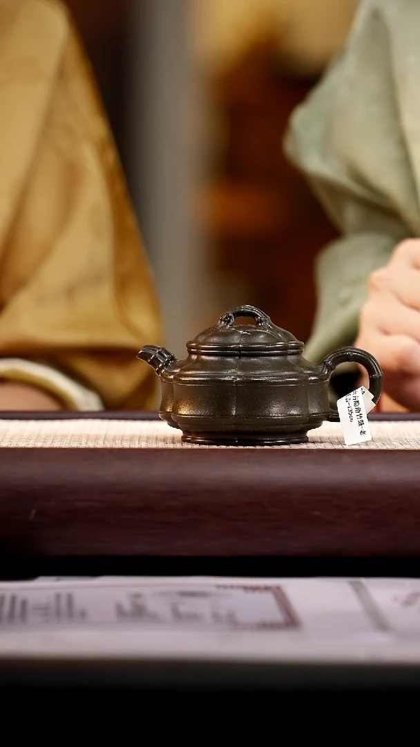 茶壶紫砂老天青六方隐角竹鼎100cc