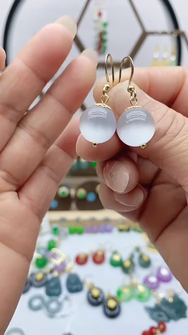 未镶嵌变石猫眼耳饰34