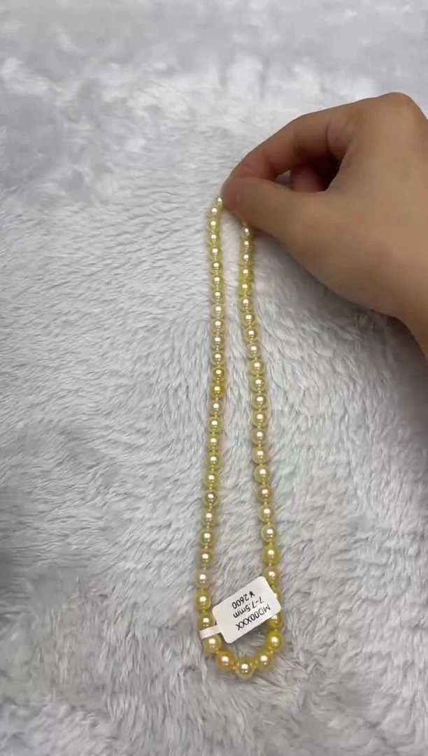 项链银S925镶嵌海水珍珠AK羽皇金7-7.5mm