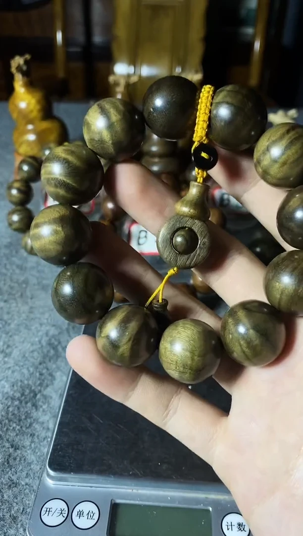 楠木（金丝楠）手串/手链【楠帝】小叶桢楠阴沉玻璃底满水波2.0