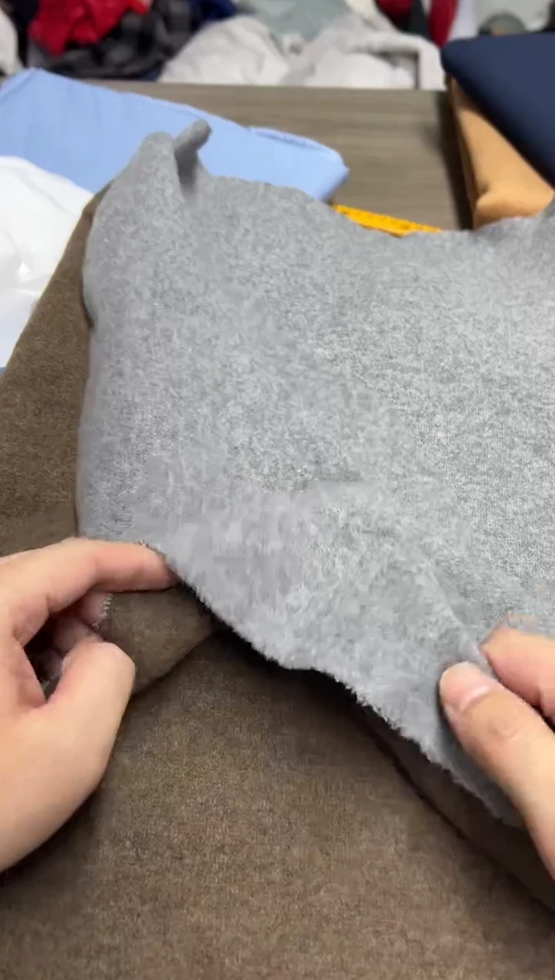 棉47号 灰色咖色两面羊毛针织料 2米