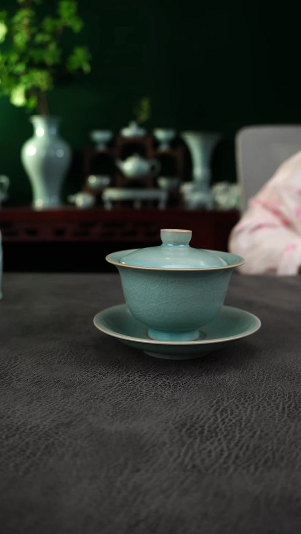 瓷片玉兰三才盖碗  微瑕  120CC简包