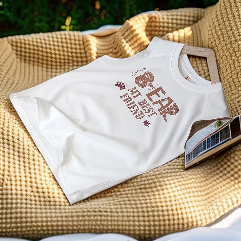 童装夏季无袖新款纯棉短袖新疆精梳棉柔软舒服透气时尚百搭高品质