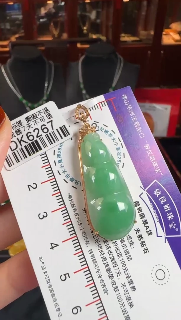 颈饰18K金镶嵌翡翠DK6267富贵豆