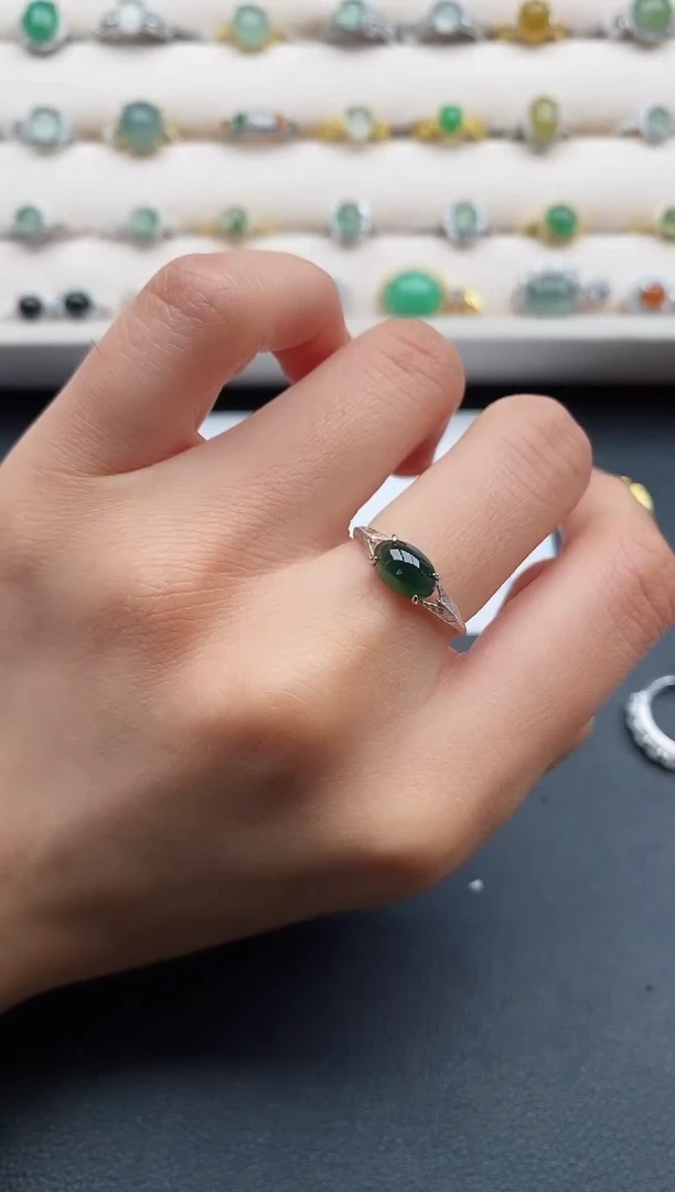 银S925镶嵌戒指翡翠1111111111+3