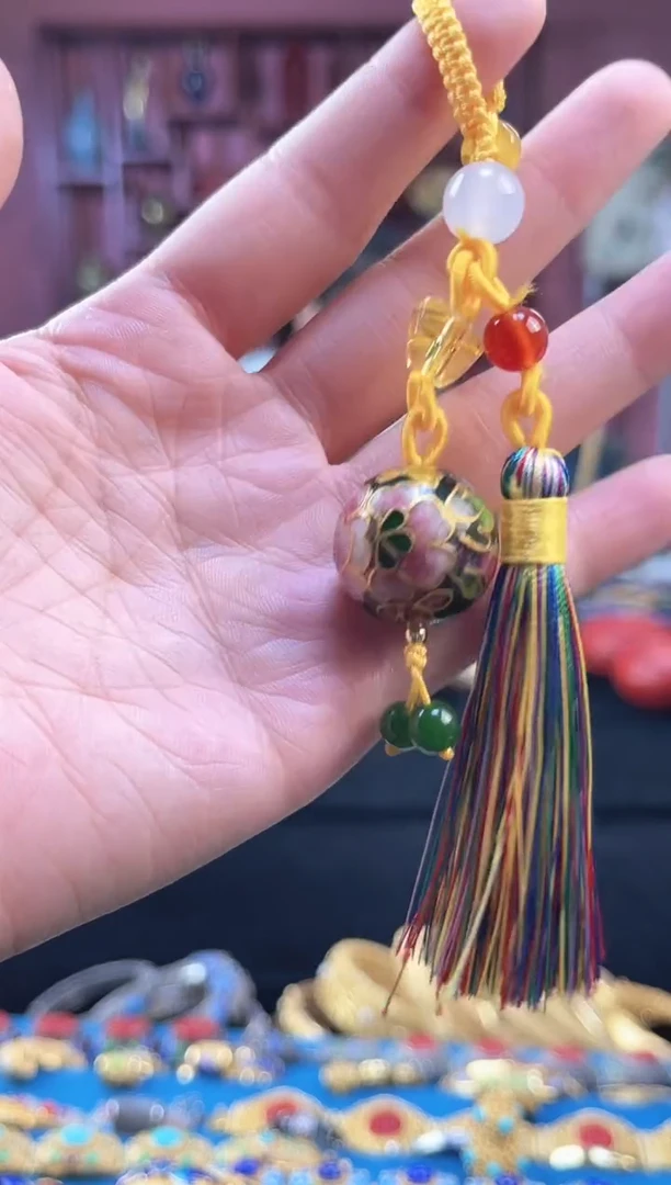 非遗 景泰蓝吊坠 墨绿