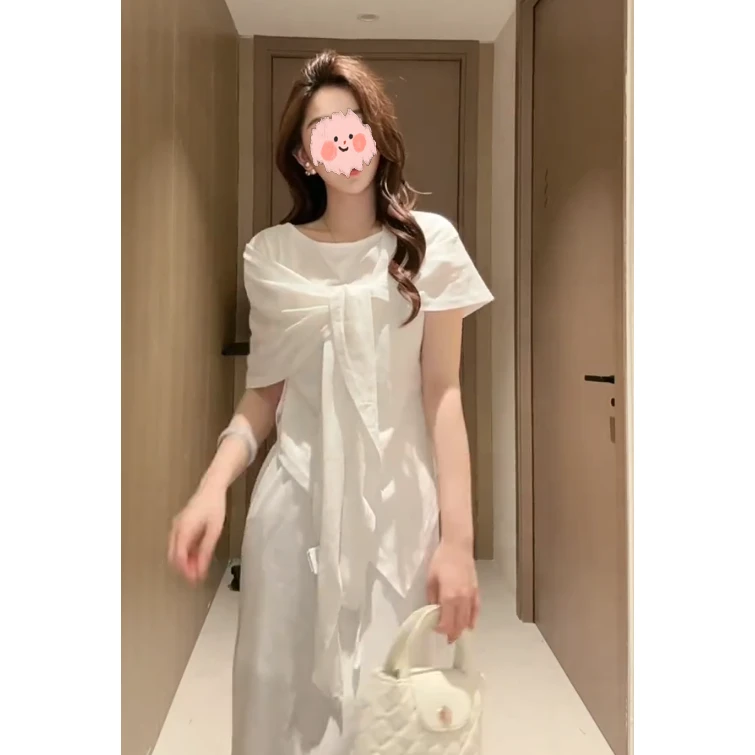 韩系松弛感不规则套装女夏季新款短袖T恤半身裙披肩三件套