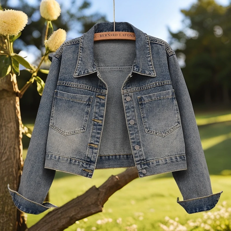 美式牛仔外套女短款2025年春秋港味复古设计感宽松小个子夹克上衣