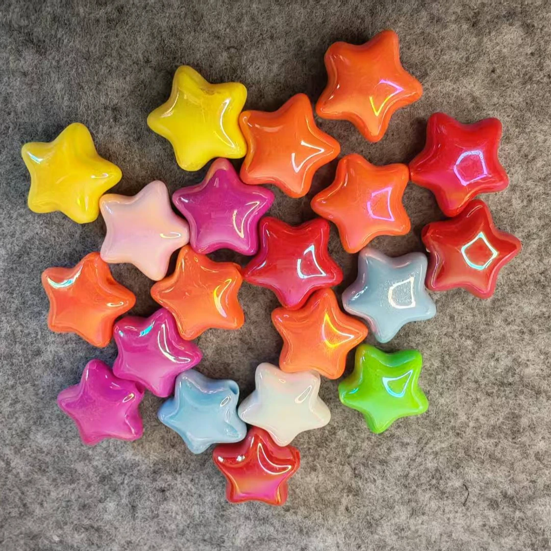 炫彩混色五角星直孔珠手机链饰品配件材料