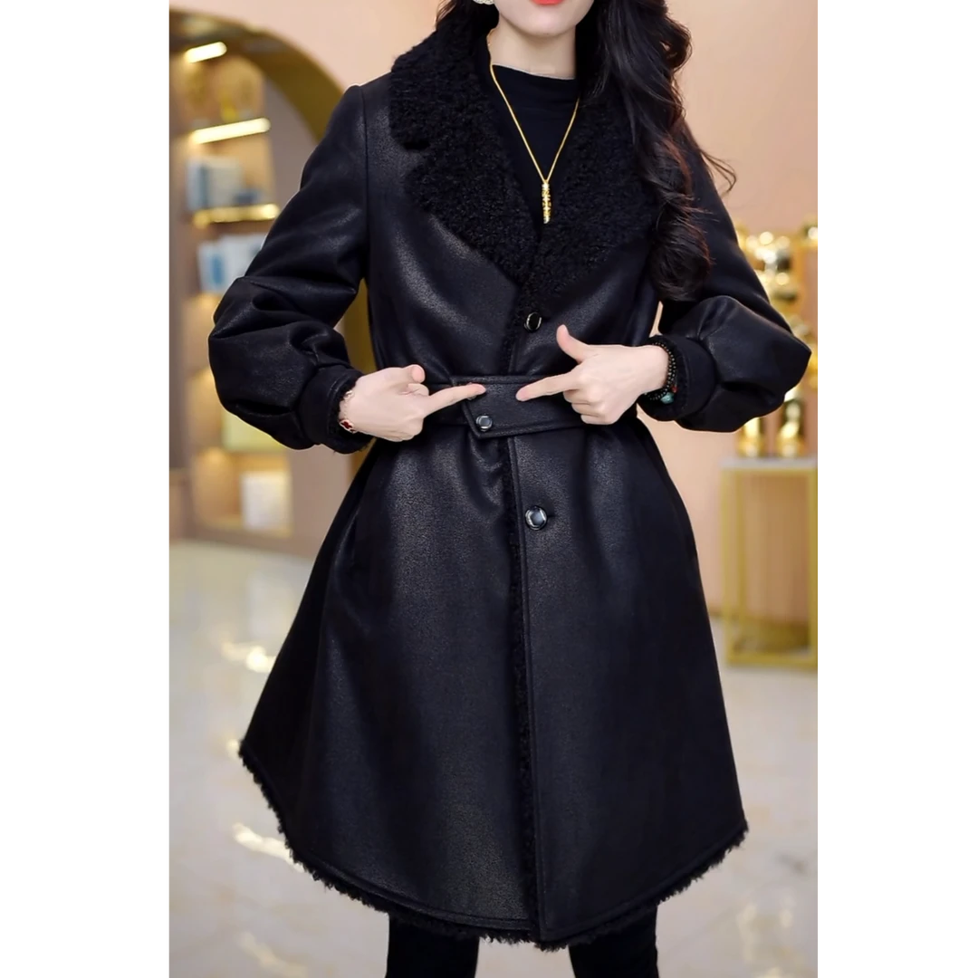 加绒加厚【双面穿】优雅气质时尚大气收腰显瘦外套女中长款