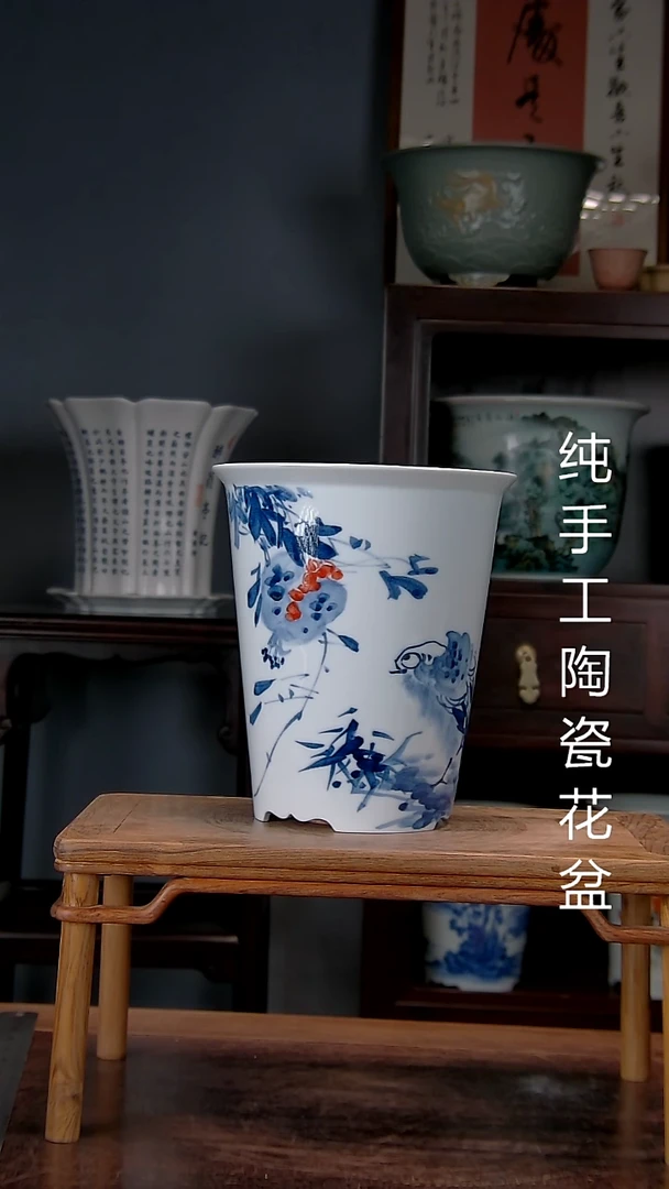 景德镇手工陶瓷花盆