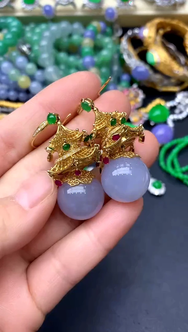 18K金镶嵌翡翠耳饰247-中国好珍宝