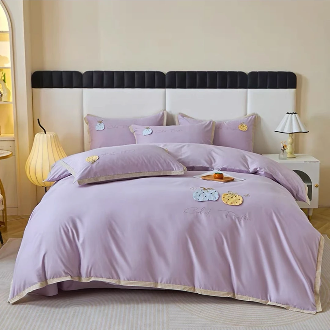 【甜甜家】奇妙南瓜：高奢时尚款120支活性长绒棉刺绣四件套