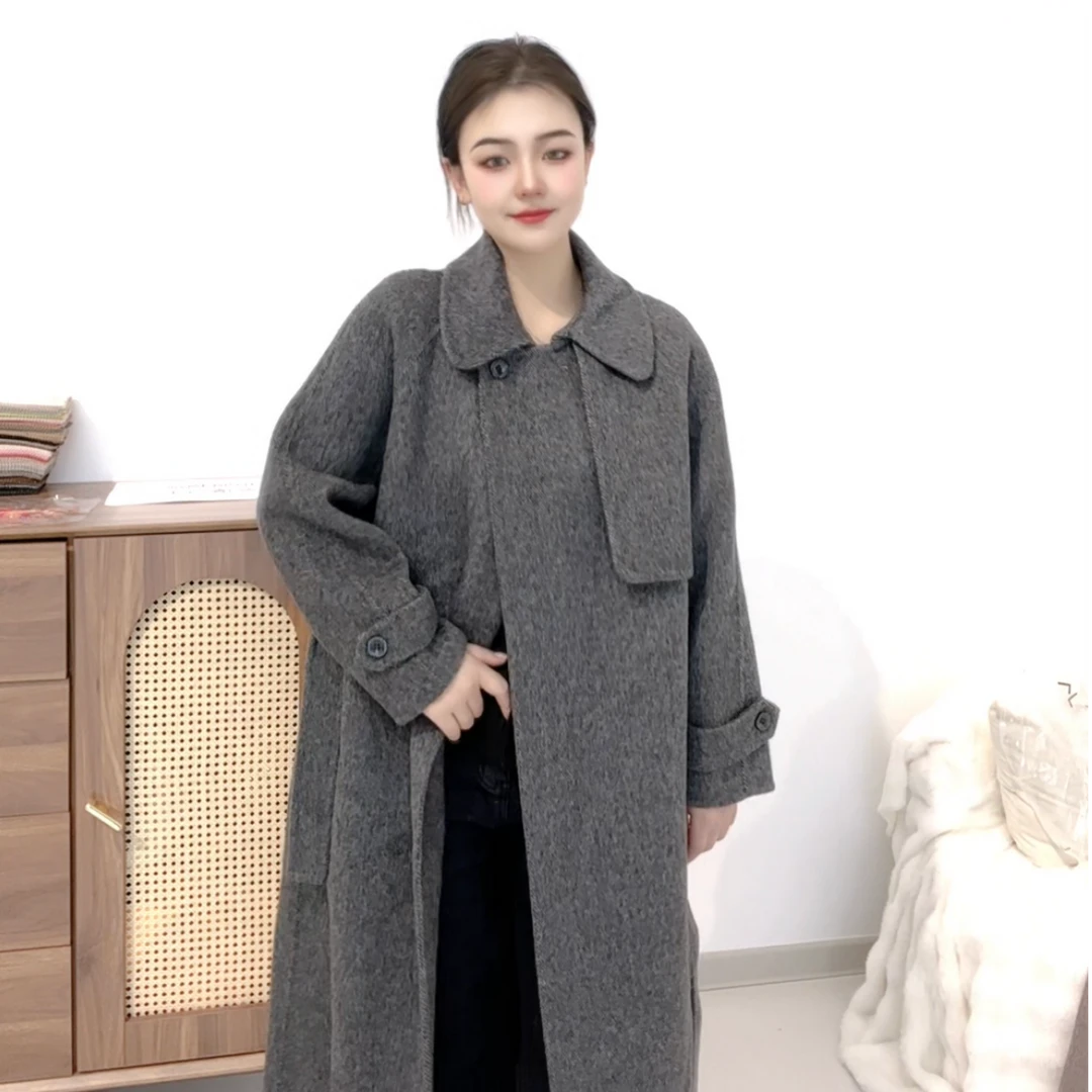 风衣款腰带羊毛大衣 10012