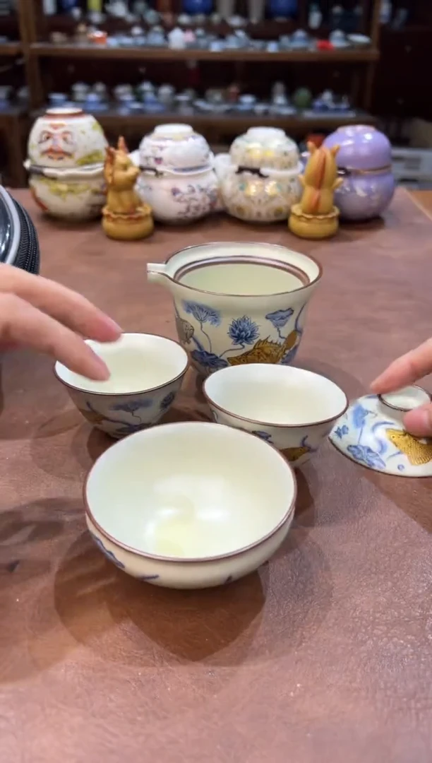 真的很便宜超好看会开片的旅行茶具