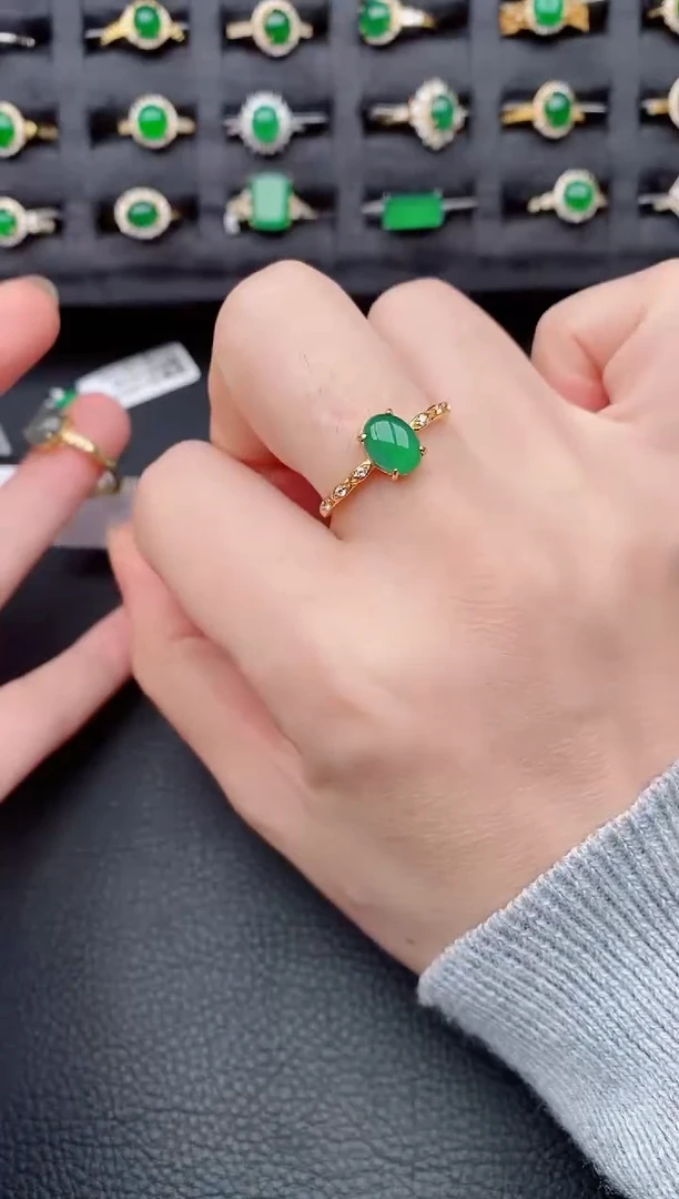 银S925镶嵌戒指翡翠天然a货翡翠6